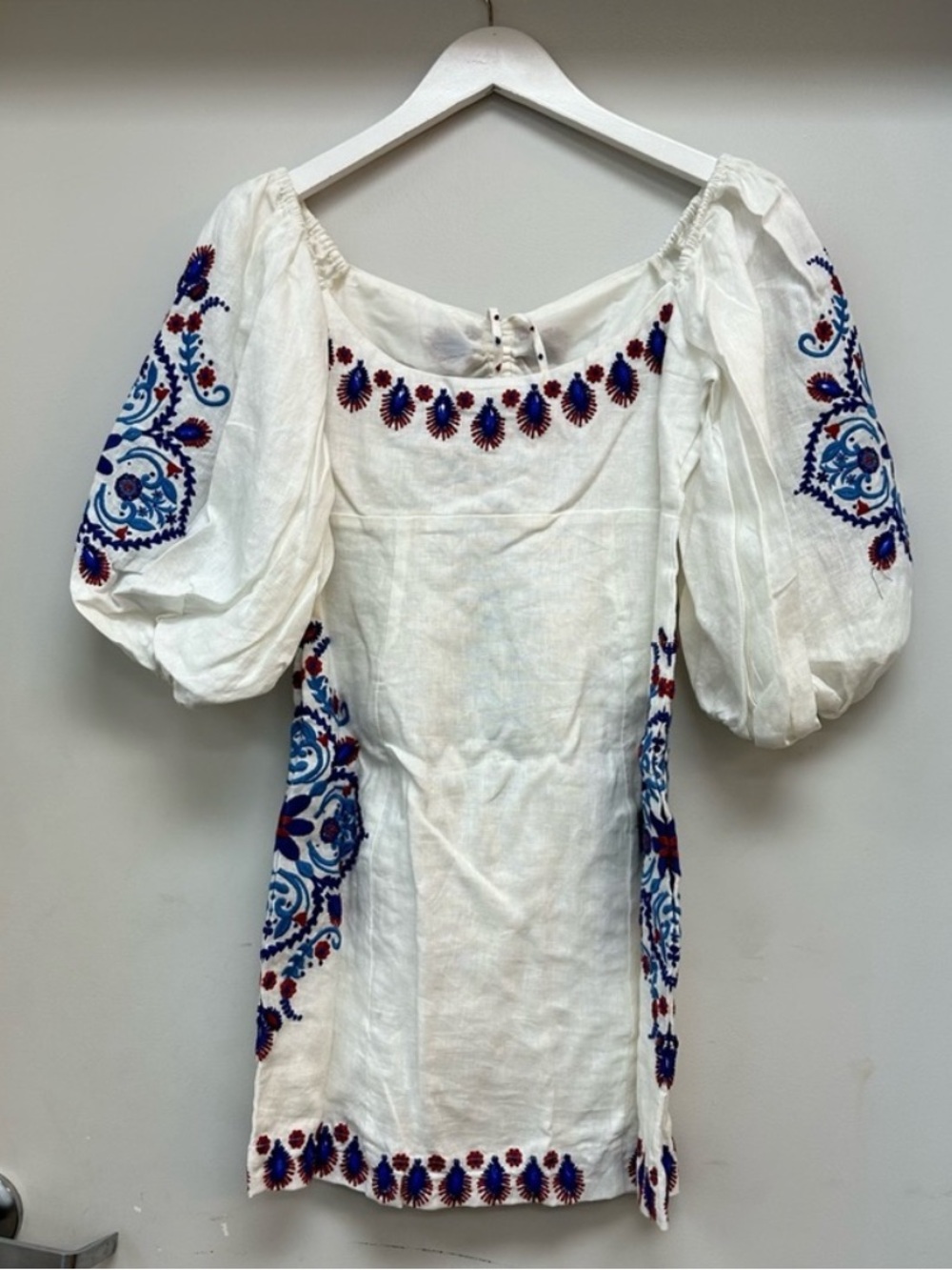 FARM Rio Off-White Navy Embroidery Mini Dress S - Picture 6 of 15